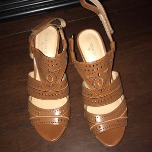 Brown heeled sandals